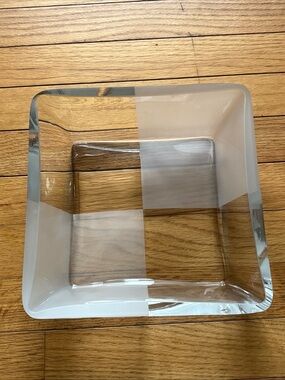 Nautica Square Glass Bowl Frosted Checkerboard Pattern Modern Coastal Art Deco